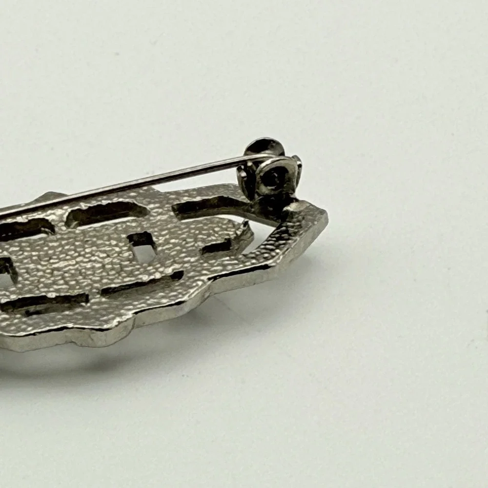 Vendome Black Cabochon Scatter Pin Silver Tone Art Deco Style Brooch